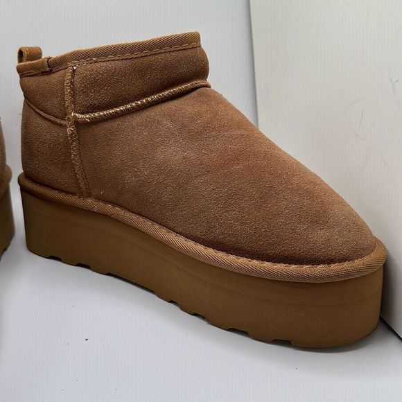 CUSHIONAIRE Women's Genuine Suede pull on platform boot +Memory Foam 9 CHESTNUT - Picture 6 of 7